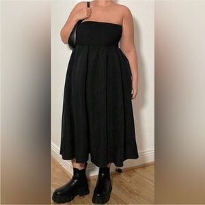 SHEIN Curve Black dress size 0XL bandeau style strapless with flowy skirt